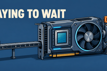 Cartoon of an oversized GPU processing machine waiting for a single data block from a narrow feed while its billing meter keeps turning.