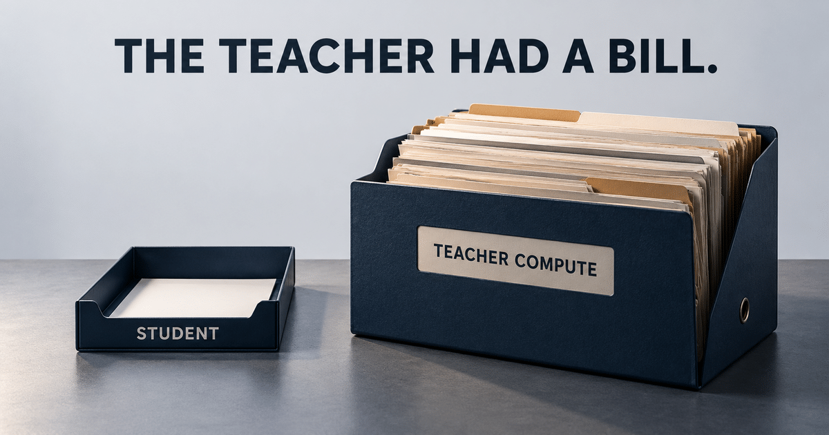 A student job tray beside a teacher-compute folder reminds readers to include teacher work in the budget