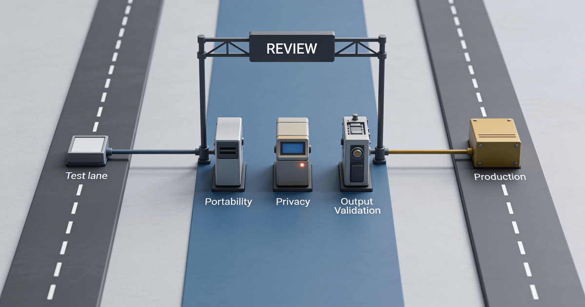 Engineering flow from an Ox Alpha experiment through privacy, portability, and output checks before production