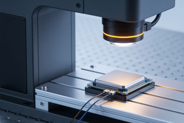 Unlabelled inference module under an inspection light on an engineering test bench