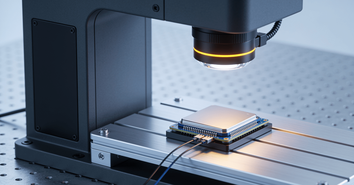 Unlabelled inference module under an inspection light on an engineering test bench